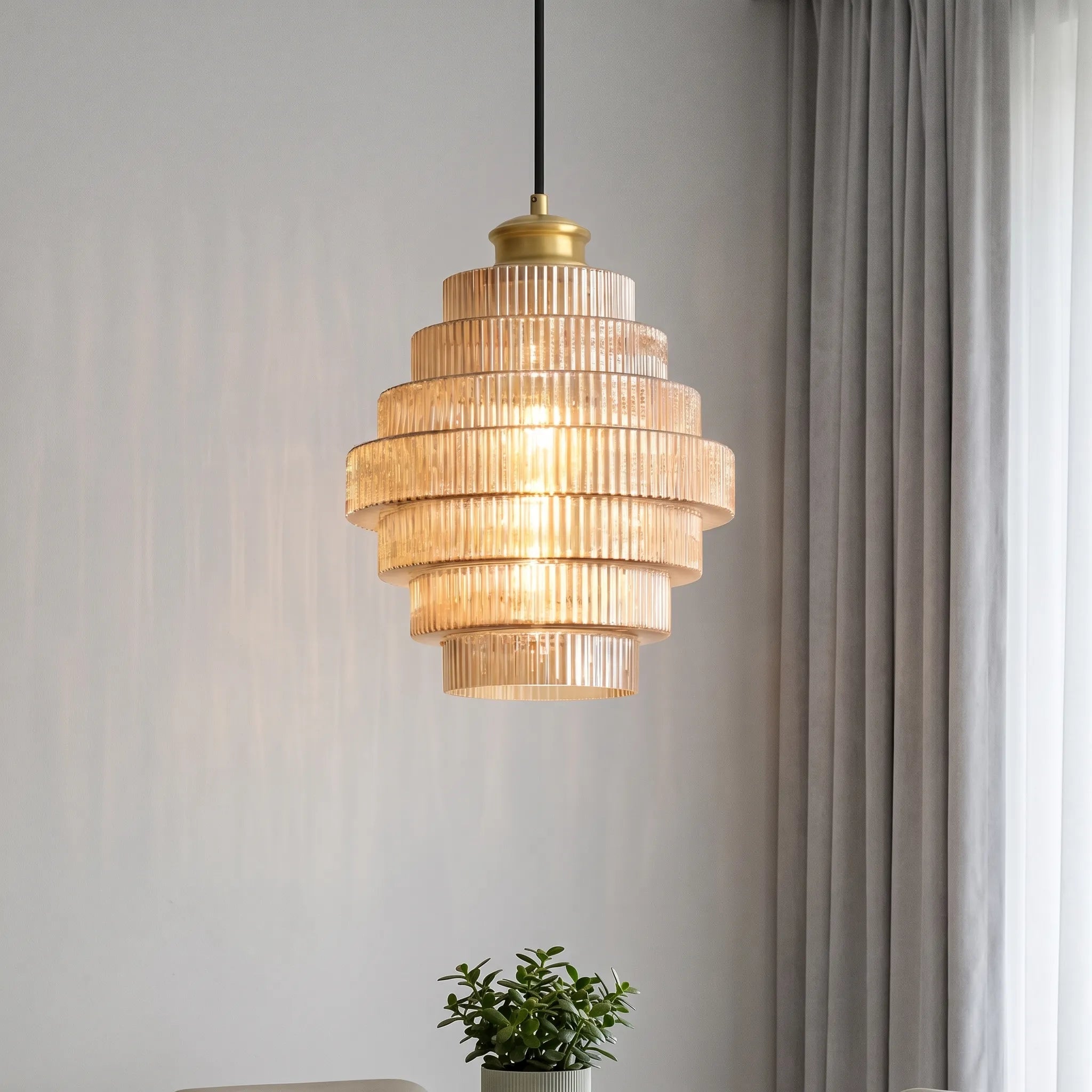 LuminaPendant - Tiered Ribbed Ceiling Pendant Light